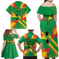 Custom Sao Tome and Principe Football Family Matching Off Shoulder Maxi Dress and Hawaiian Shirt Selecao dos Falcoes e Papagaios