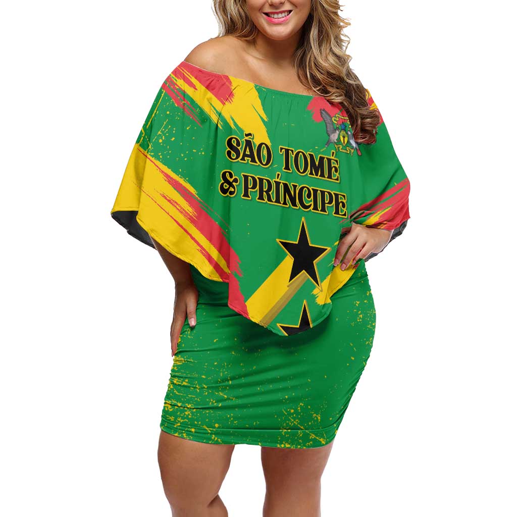 Custom Sao Tome and Principe Football Family Matching Off Shoulder Short Dress and Hawaiian Shirt Selecao dos Falcoes e Papagaios