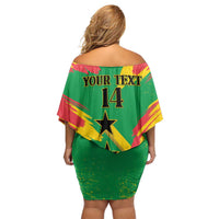 Custom Sao Tome and Principe Football Family Matching Off Shoulder Short Dress and Hawaiian Shirt Selecao dos Falcoes e Papagaios