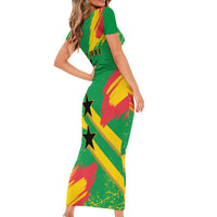 Custom Sao Tome and Principe Football Family Matching Short Sleeve Bodycon Dress and Hawaiian Shirt Selecao dos Falcoes e Papagaios