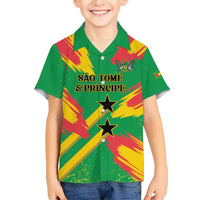 Custom Sao Tome and Principe Football Family Matching Short Sleeve Bodycon Dress and Hawaiian Shirt Selecao dos Falcoes e Papagaios
