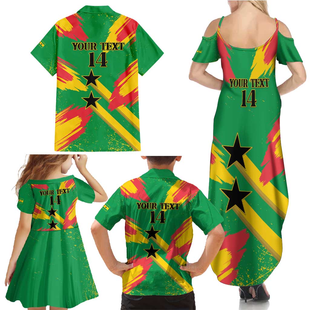 Custom Sao Tome and Principe Football Family Matching Summer Maxi Dress and Hawaiian Shirt Selecao dos Falcoes e Papagaios