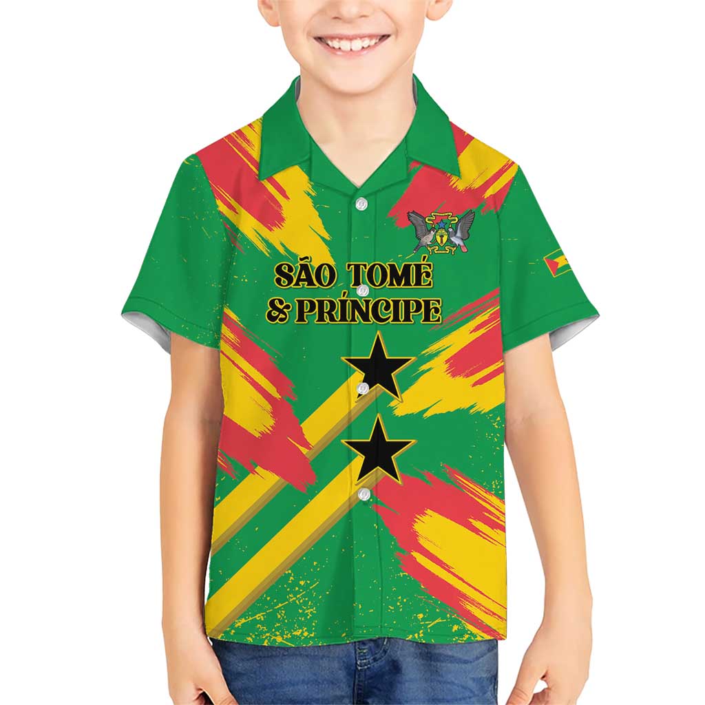 Custom Sao Tome and Principe Football Kid Hawaiian Shirt Selecao dos Falcoes e Papagaios