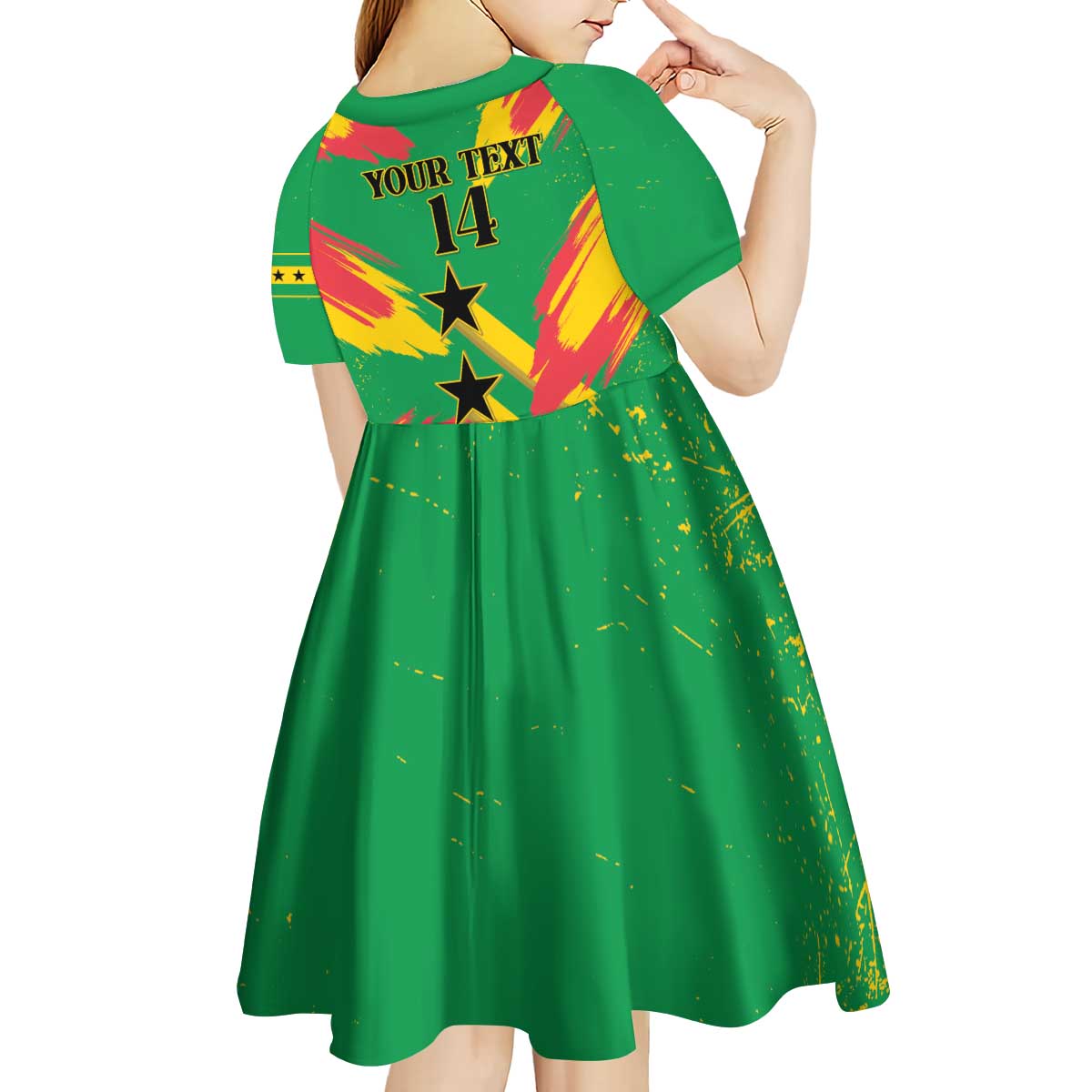 Custom Sao Tome and Principe Football Kid Short Sleeve Dress Selecao dos Falcoes e Papagaios