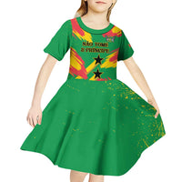 Custom Sao Tome and Principe Football Kid Short Sleeve Dress Selecao dos Falcoes e Papagaios