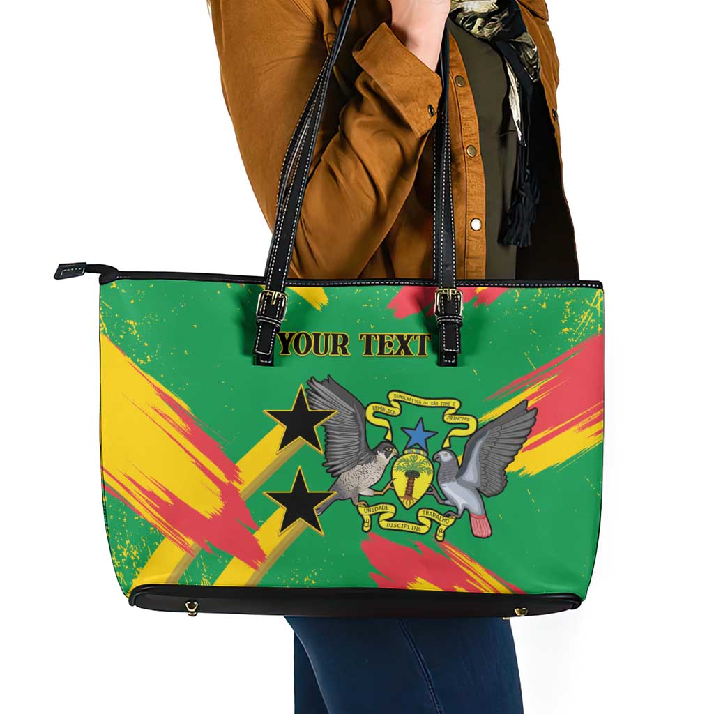 Custom Sao Tome and Principe Football Leather Tote Bag Selecao dos Falcoes e Papagaios