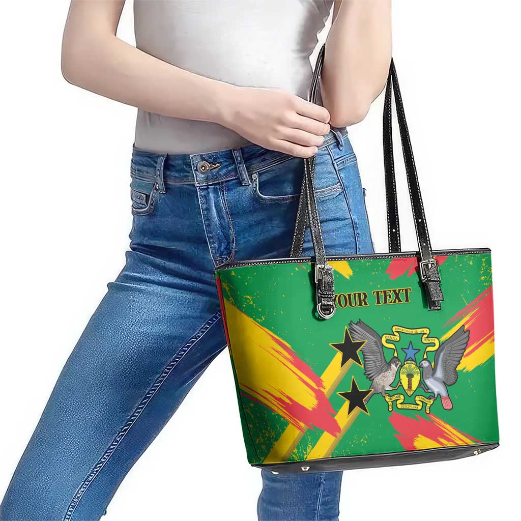 Custom Sao Tome and Principe Football Leather Tote Bag Selecao dos Falcoes e Papagaios