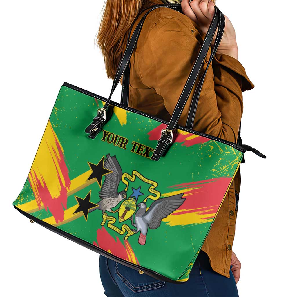 Custom Sao Tome and Principe Football Leather Tote Bag Selecao dos Falcoes e Papagaios