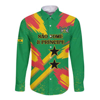 Custom Sao Tome and Principe Football Long Sleeve Button Shirt Selecao dos Falcoes e Papagaios