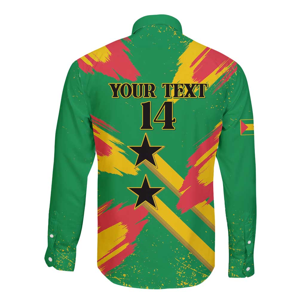 Custom Sao Tome and Principe Football Long Sleeve Button Shirt Selecao dos Falcoes e Papagaios
