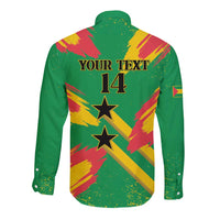 Custom Sao Tome and Principe Football Long Sleeve Button Shirt Selecao dos Falcoes e Papagaios