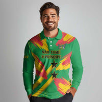 Custom Sao Tome and Principe Football Long Sleeve Polo Shirt Selecao dos Falcoes e Papagaios