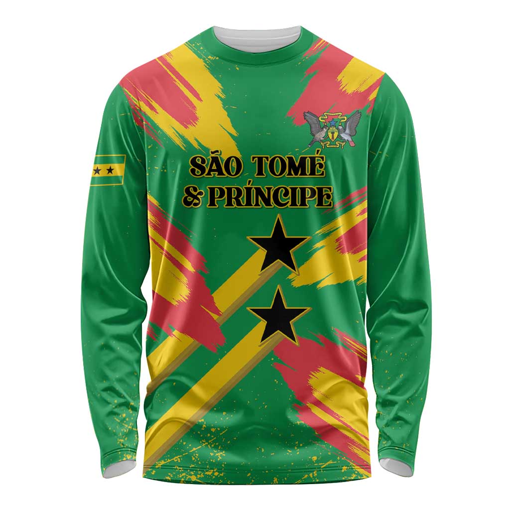 Custom Sao Tome and Principe Football Long Sleeve Shirt Selecao dos Falcoes e Papagaios