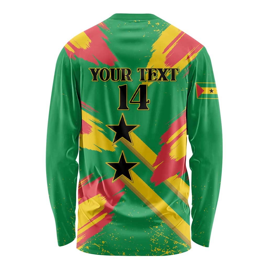 Custom Sao Tome and Principe Football Long Sleeve Shirt Selecao dos Falcoes e Papagaios