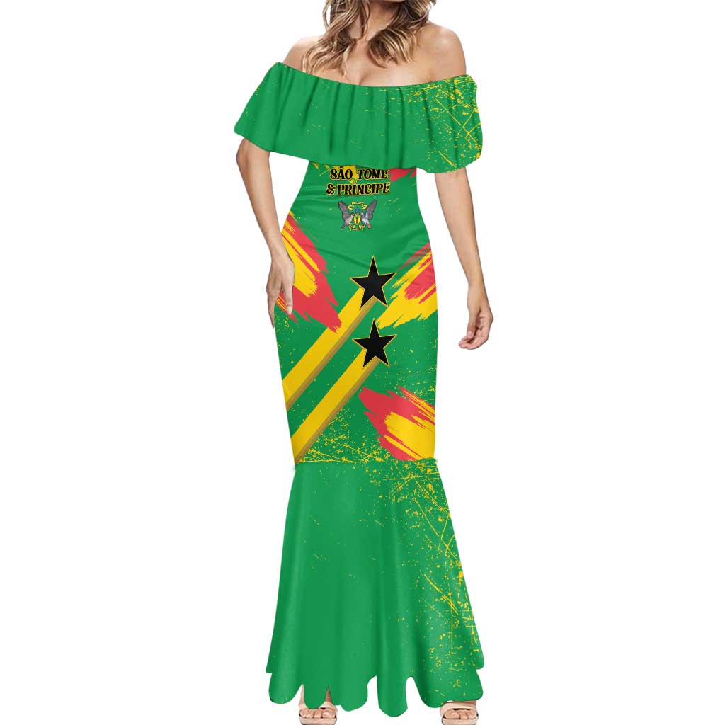 Custom Sao Tome and Principe Football Mermaid Dress Selecao dos Falcoes e Papagaios