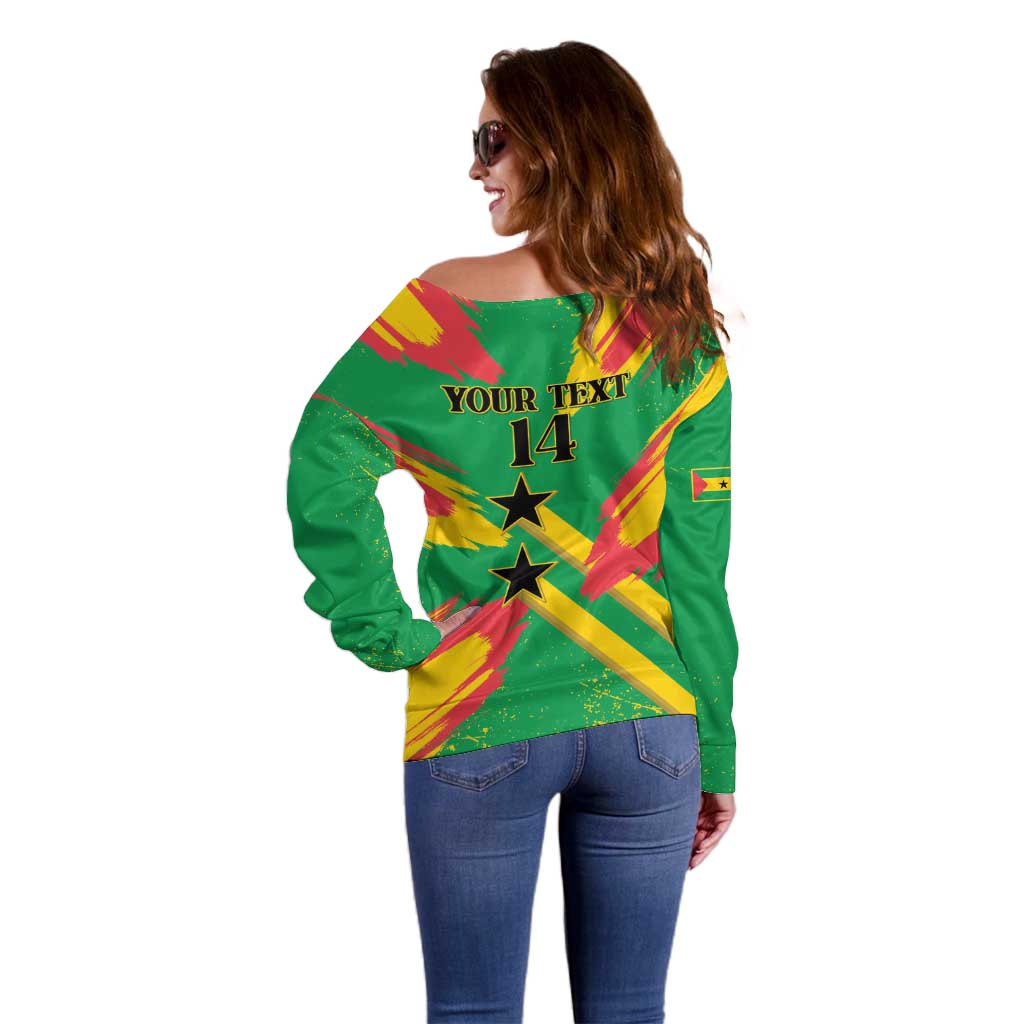 Custom Sao Tome and Principe Football Off Shoulder Sweater Selecao dos Falcoes e Papagaios