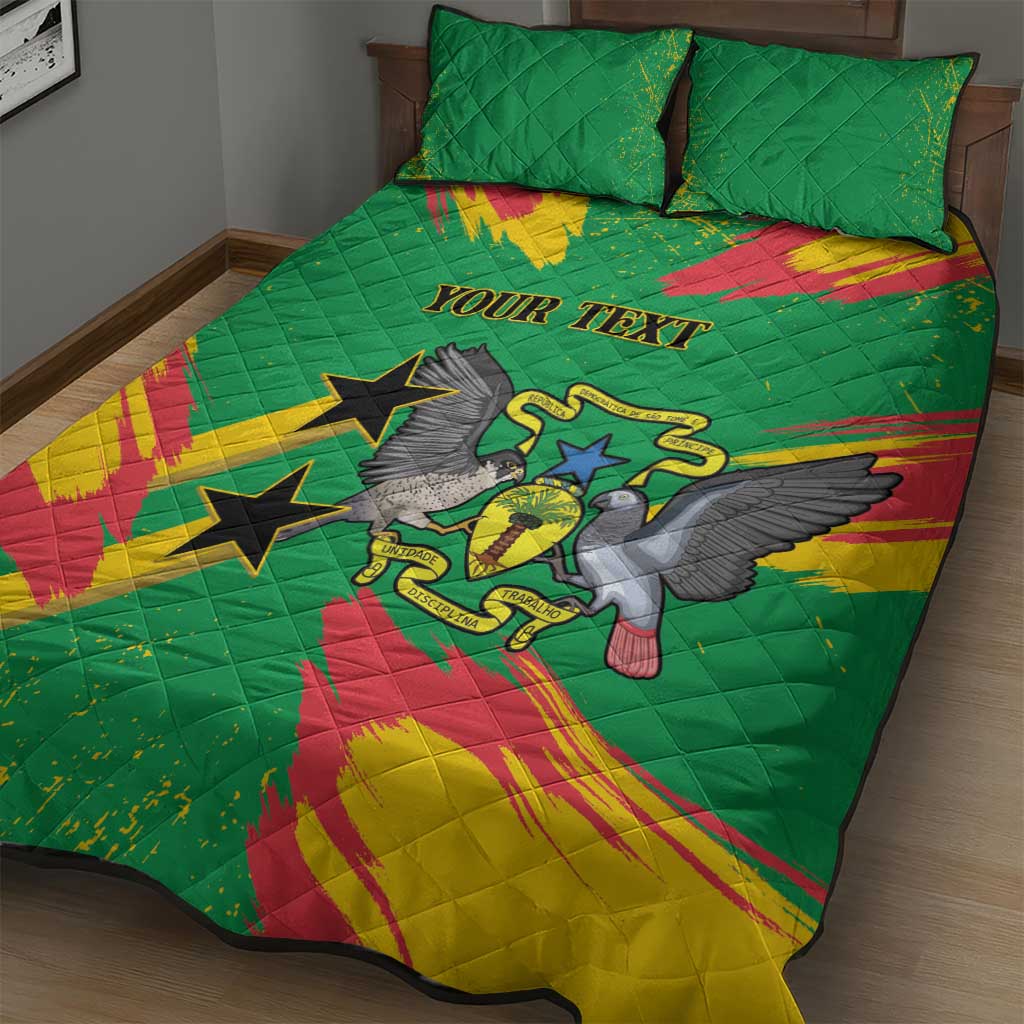 Custom Sao Tome and Principe Football Quilt Bed Set Selecao dos Falcoes e Papagaios