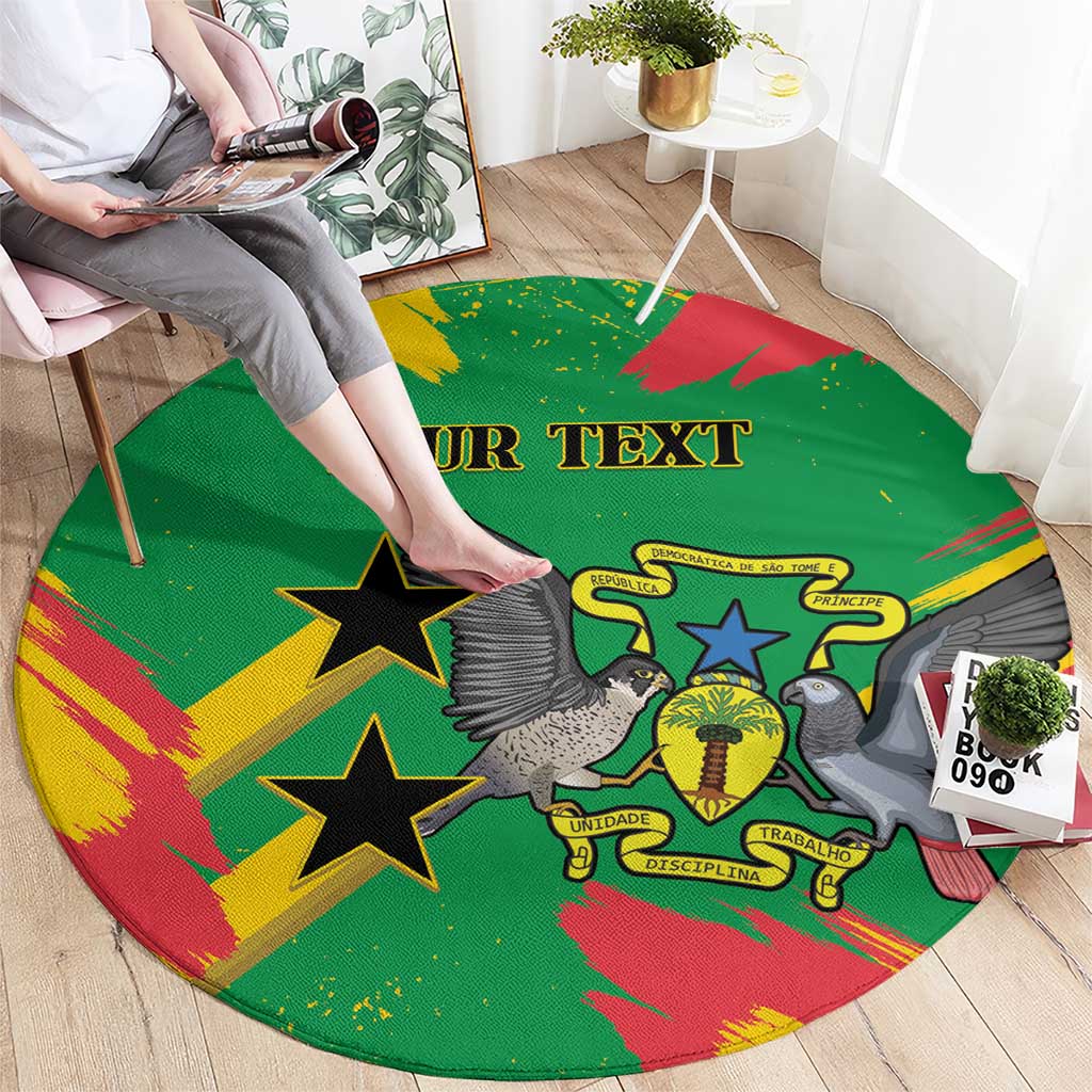 Custom Sao Tome and Principe Football Round Carpet Selecao dos Falcoes e Papagaios