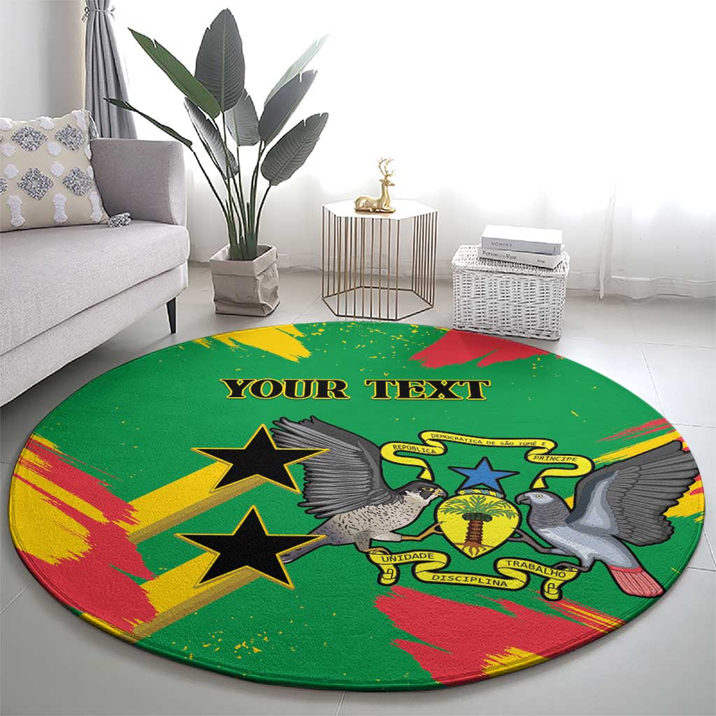 Custom Sao Tome and Principe Football Round Carpet Selecao dos Falcoes e Papagaios