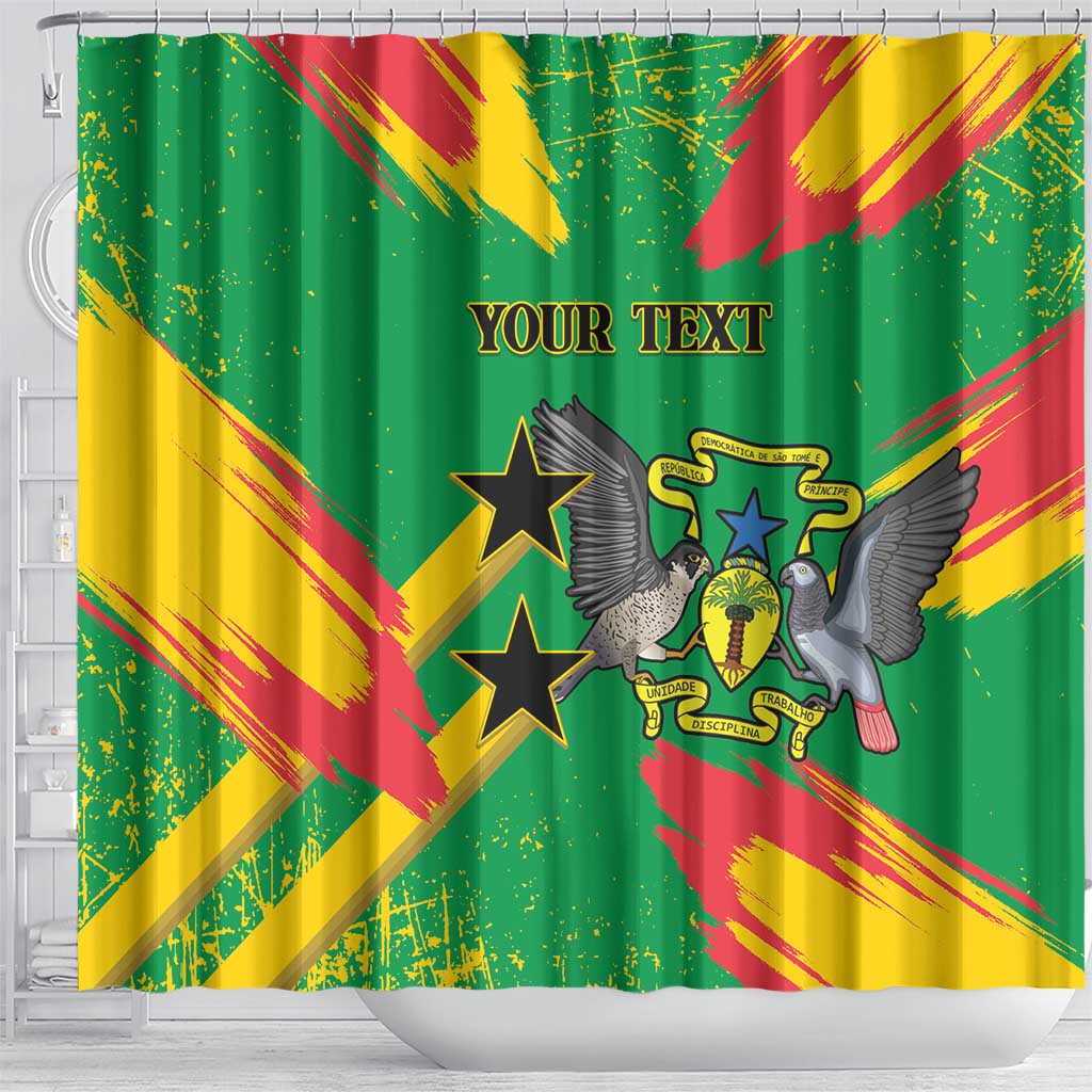 Custom Sao Tome and Principe Football Shower Curtain Selecao dos Falcoes e Papagaios