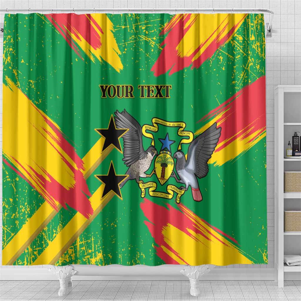 Custom Sao Tome and Principe Football Shower Curtain Selecao dos Falcoes e Papagaios
