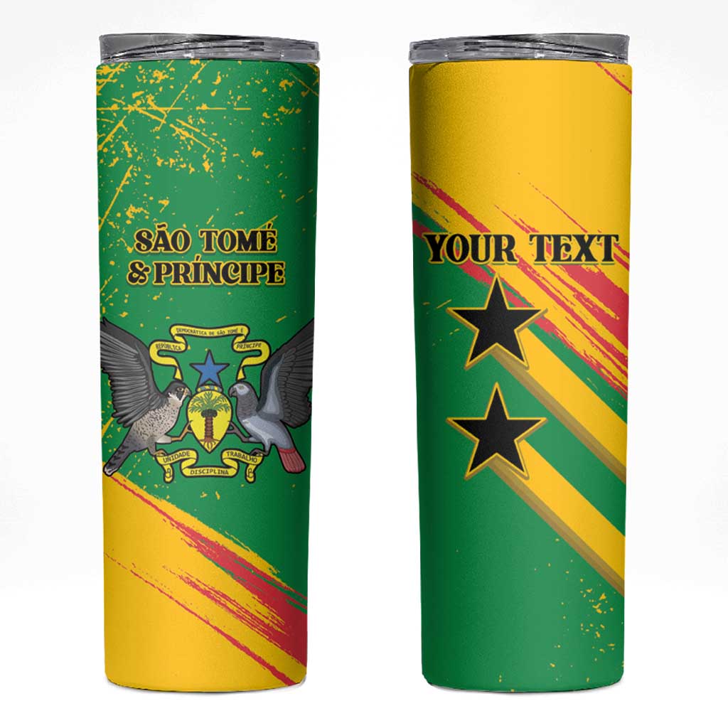 Custom Sao Tome and Principe Football Skinny Tumbler Selecao dos Falcoes e Papagaios