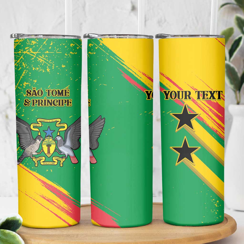 Custom Sao Tome and Principe Football Skinny Tumbler Selecao dos Falcoes e Papagaios