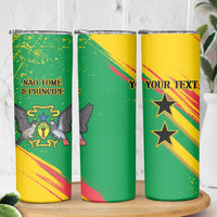 Custom Sao Tome and Principe Football Skinny Tumbler Selecao dos Falcoes e Papagaios