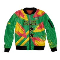 Custom Sao Tome and Principe Football Sleeve Zip Bomber Jacket Selecao dos Falcoes e Papagaios