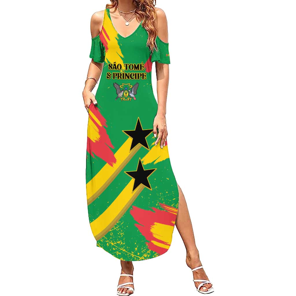 Custom Sao Tome and Principe Football Summer Maxi Dress Selecao dos Falcoes e Papagaios