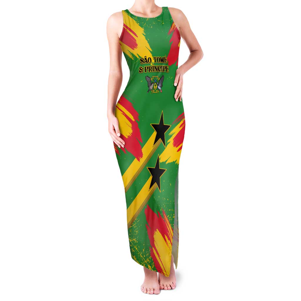 Custom Sao Tome and Principe Football Tank Maxi Dress Selecao dos Falcoes e Papagaios