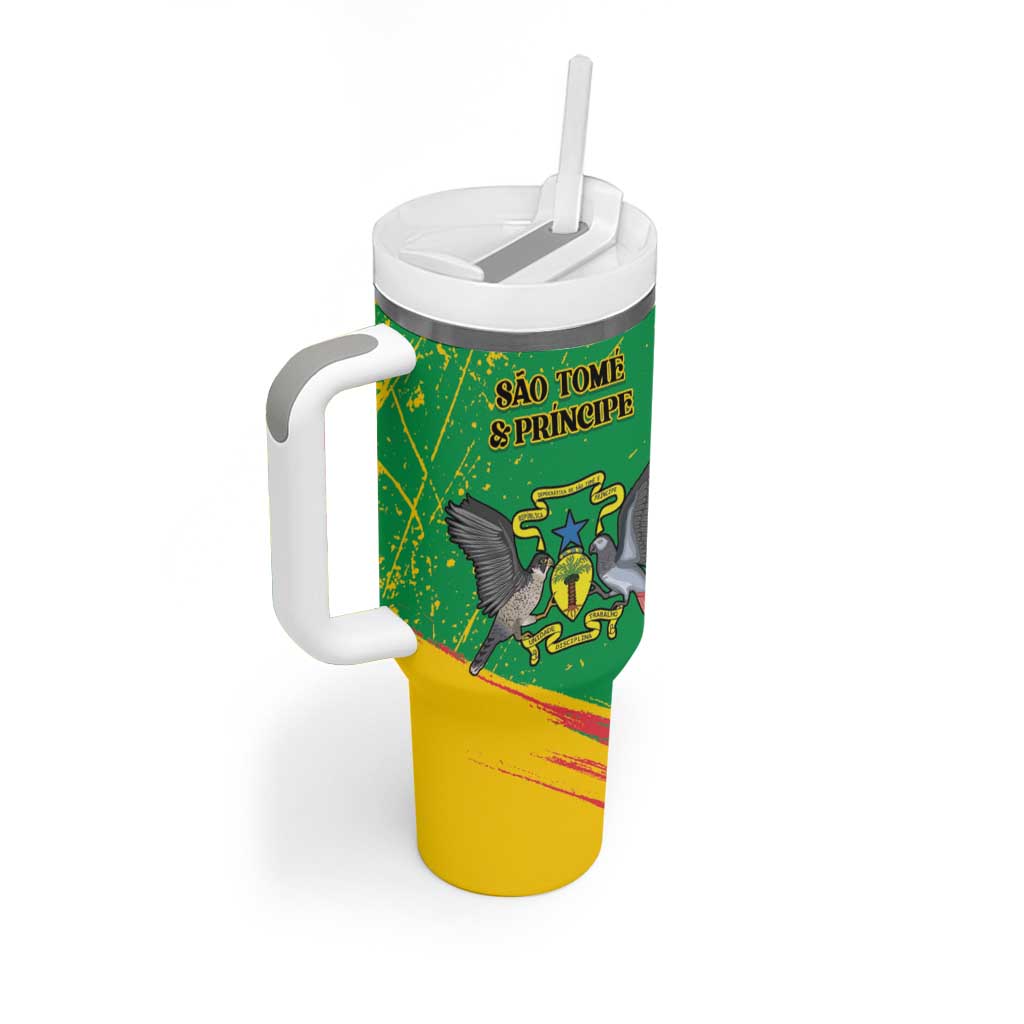 Custom Sao Tome and Principe Football Tumbler With Handle Selecao dos Falcoes e Papagaios