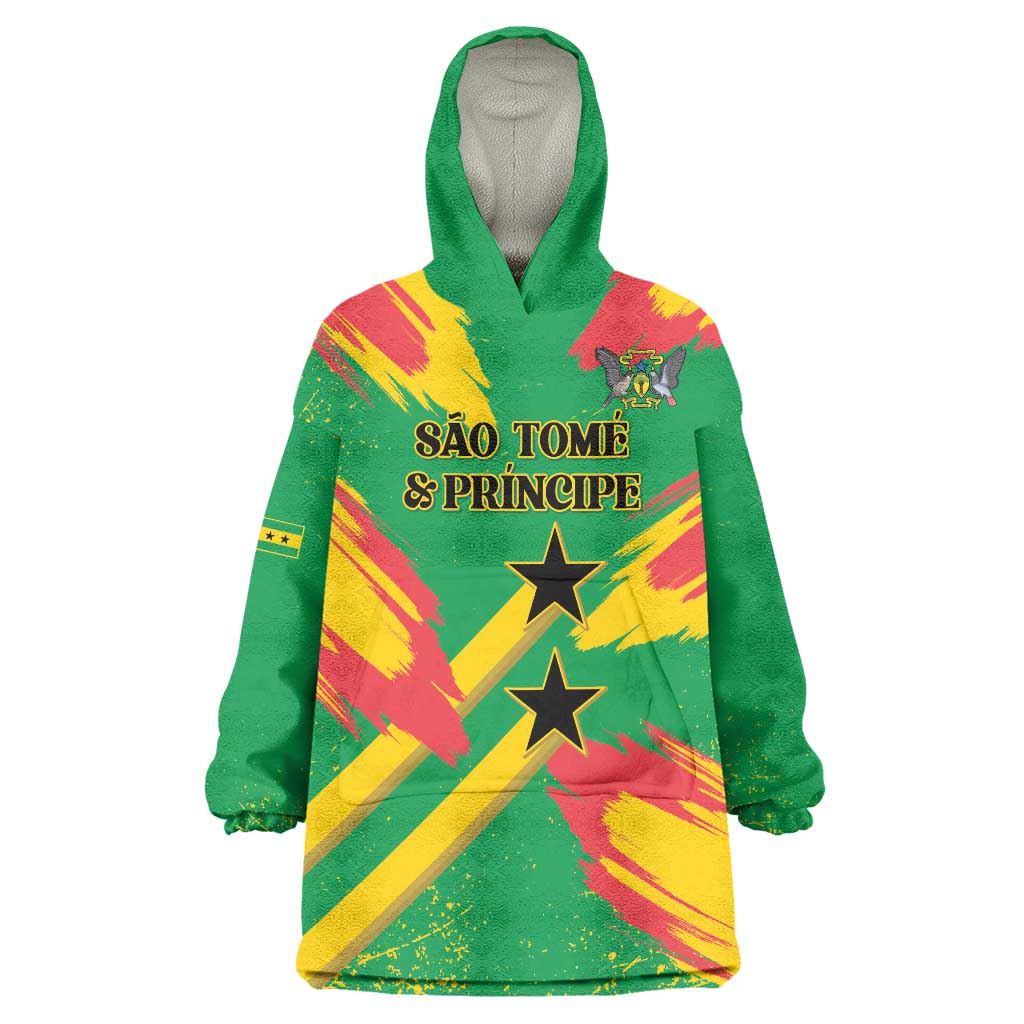 Custom Sao Tome and Principe Football Wearable Blanket Hoodie Selecao dos Falcoes e Papagaios