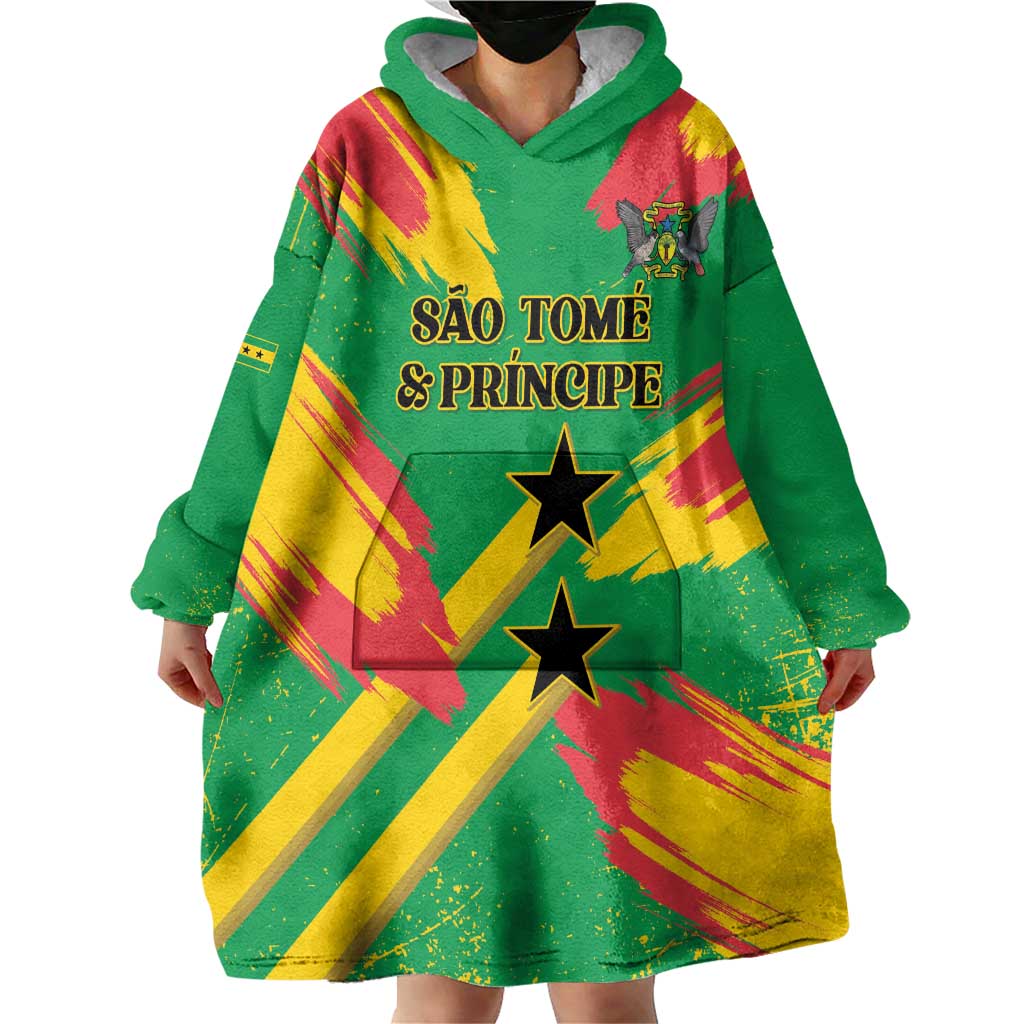 Custom Sao Tome and Principe Football Wearable Blanket Hoodie Selecao dos Falcoes e Papagaios