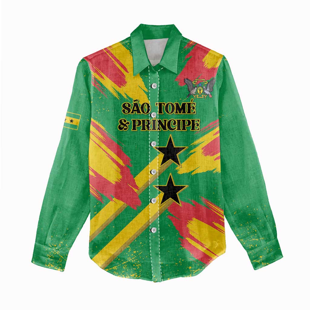 Custom Sao Tome and Principe Football Women Casual Shirt Selecao dos Falcoes e Papagaios