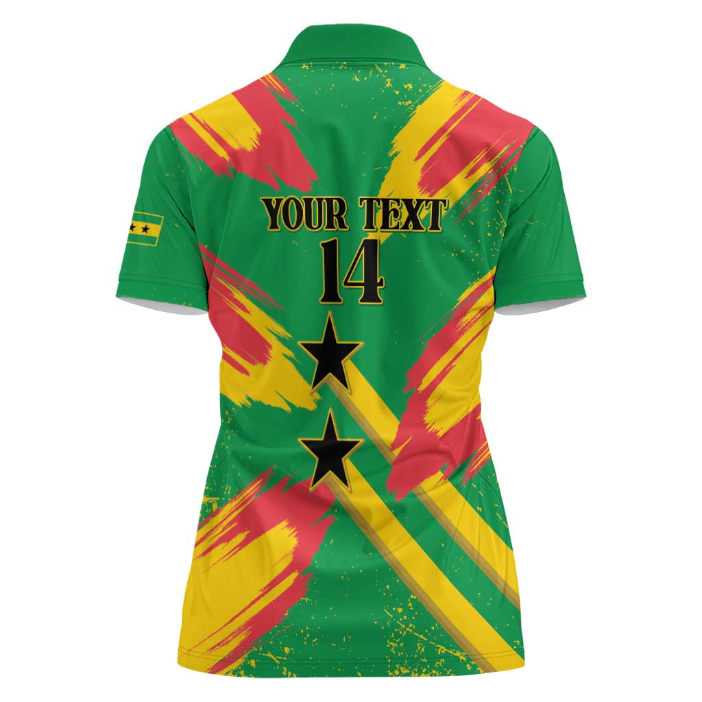 Custom Sao Tome and Principe Football Women Polo Shirt Selecao dos Falcoes e Papagaios