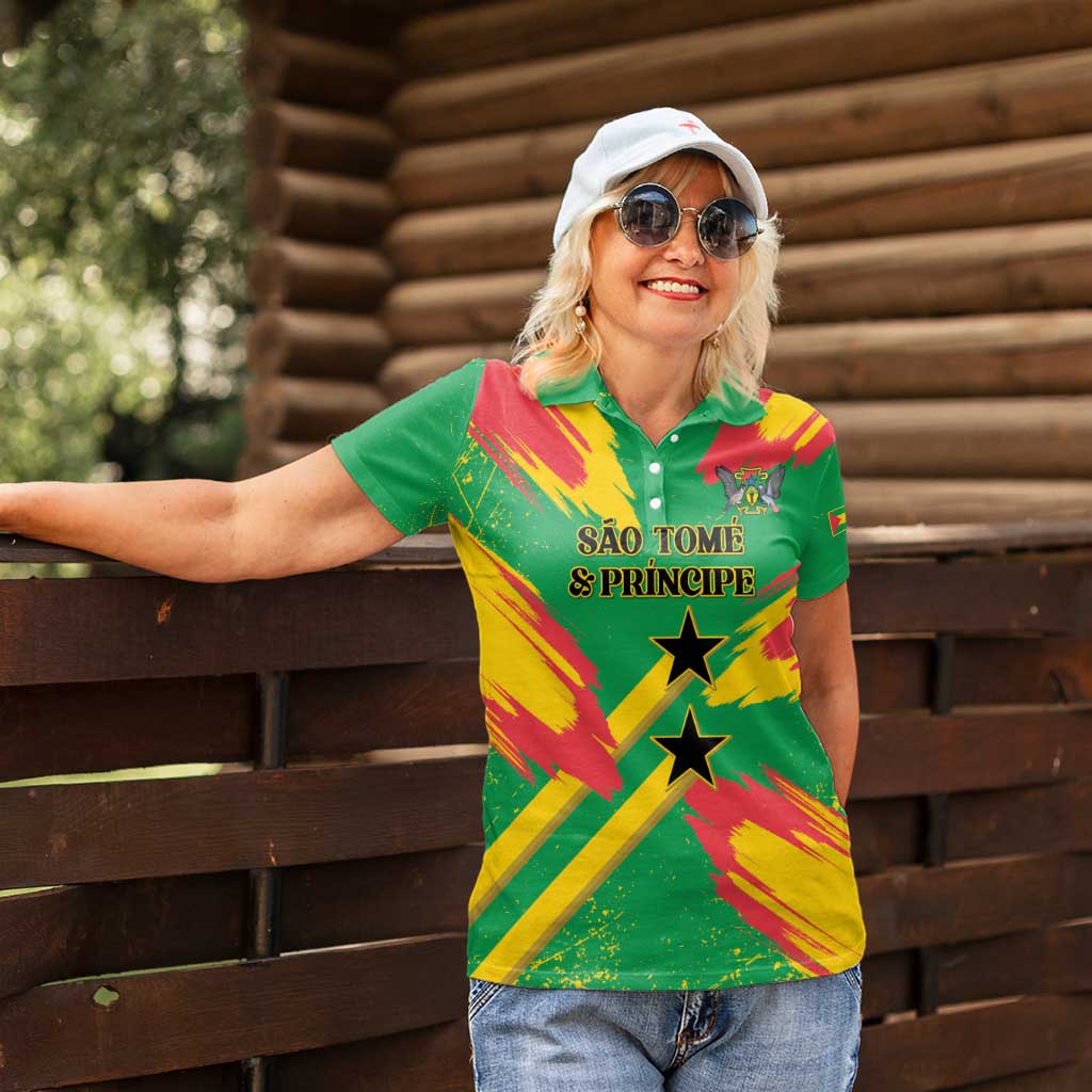 Custom Sao Tome and Principe Football Women Polo Shirt Selecao dos Falcoes e Papagaios