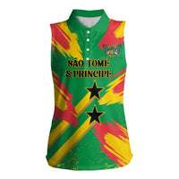 Custom Sao Tome and Principe Football Women Sleeveless Polo Shirt Selecao dos Falcoes e Papagaios