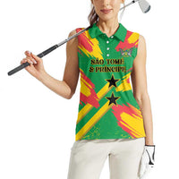Custom Sao Tome and Principe Football Women Sleeveless Polo Shirt Selecao dos Falcoes e Papagaios