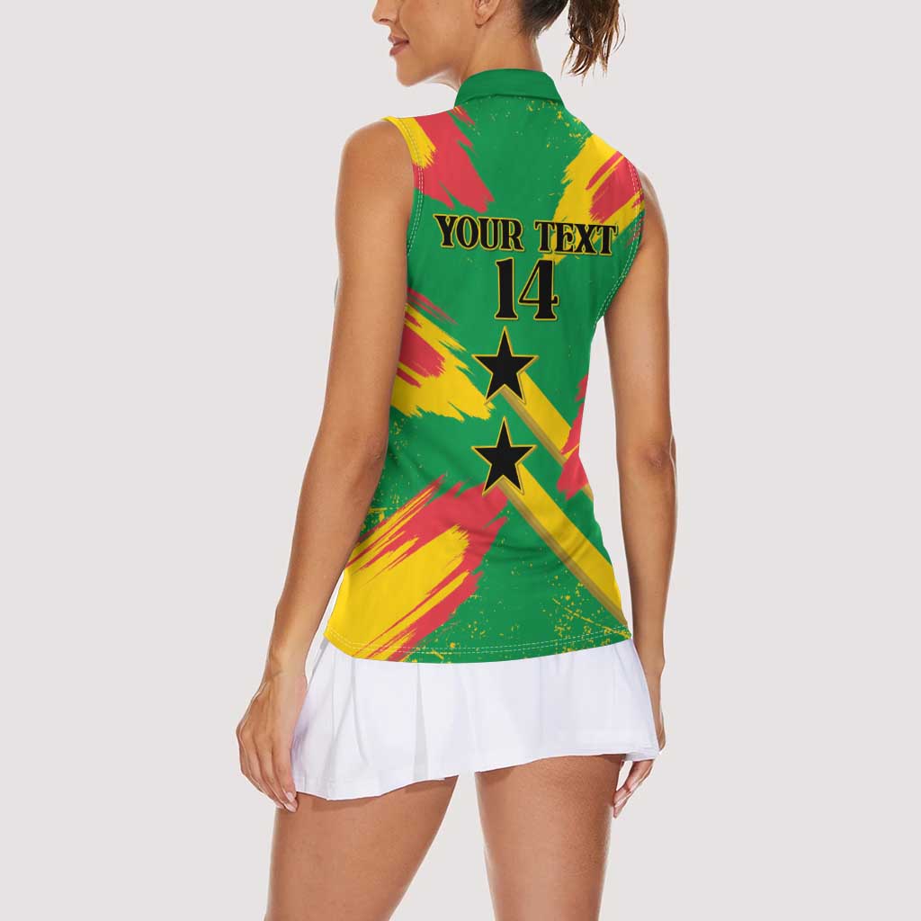 Custom Sao Tome and Principe Football Women Sleeveless Polo Shirt Selecao dos Falcoes e Papagaios