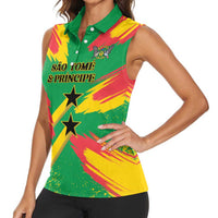 Custom Sao Tome and Principe Football Women Sleeveless Polo Shirt Selecao dos Falcoes e Papagaios
