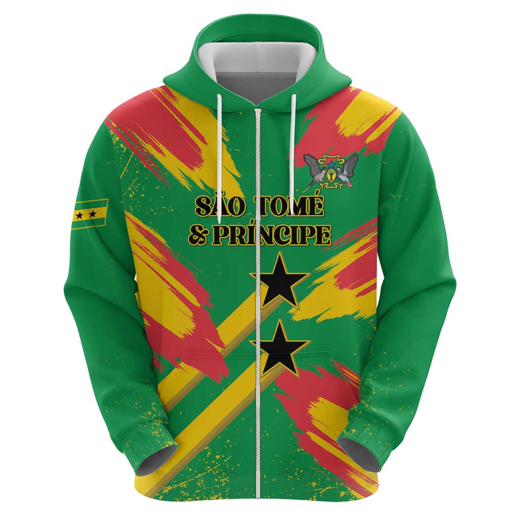 Custom Sao Tome and Principe Football Zip Hoodie Selecao dos Falcoes e Papagaios