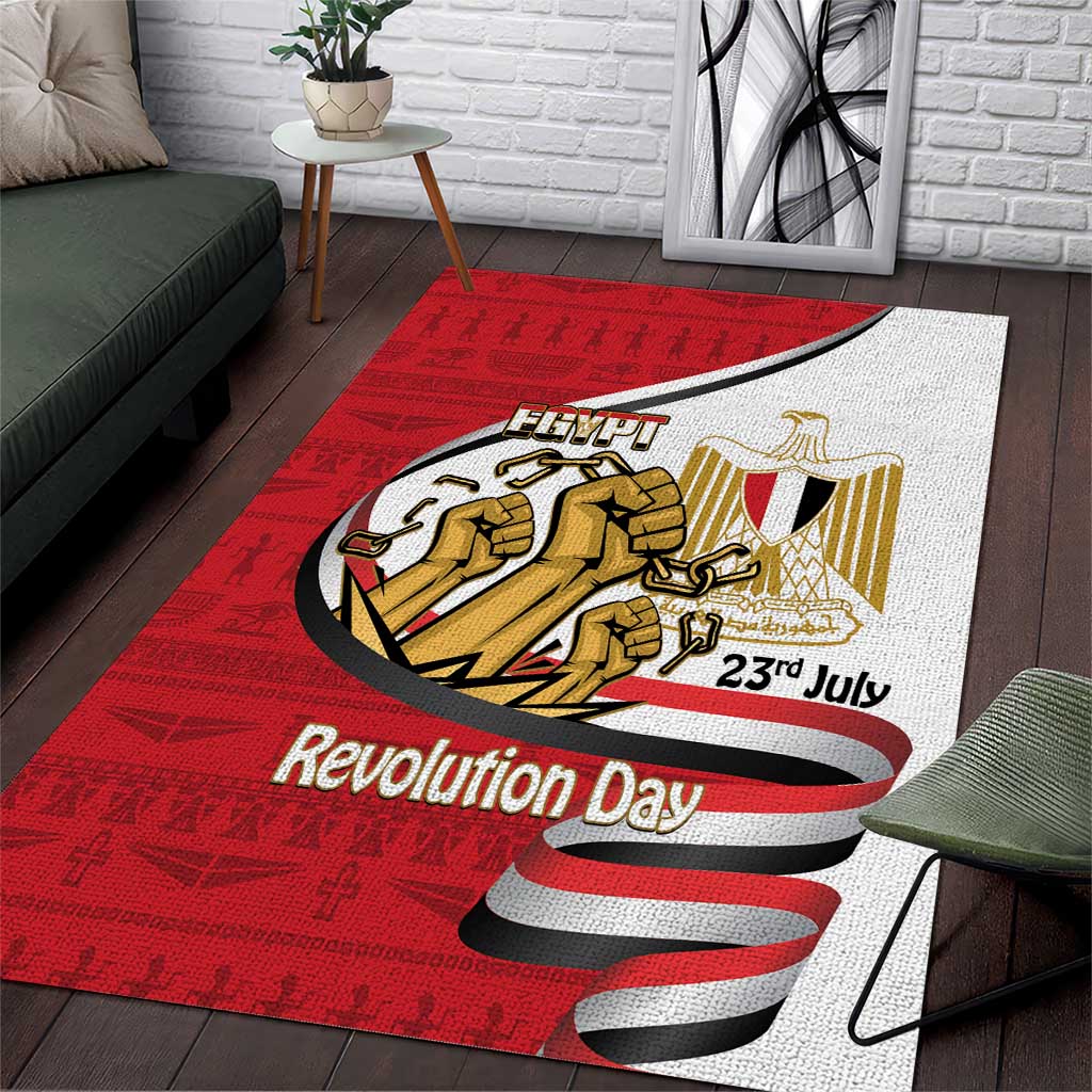 Egypt Revolution Day Area Rug Coat of Arms Egyptian Pattern