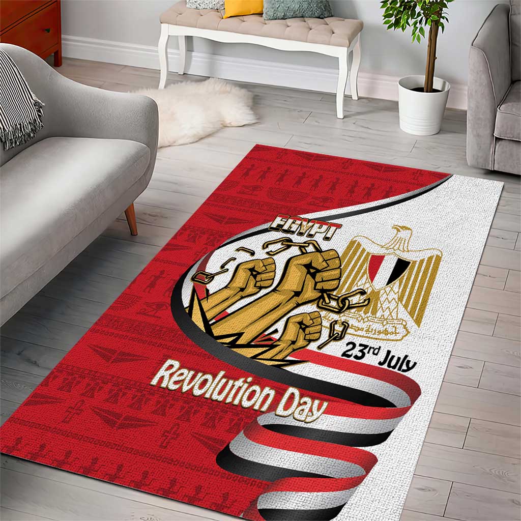Egypt Revolution Day Area Rug Coat of Arms Egyptian Pattern