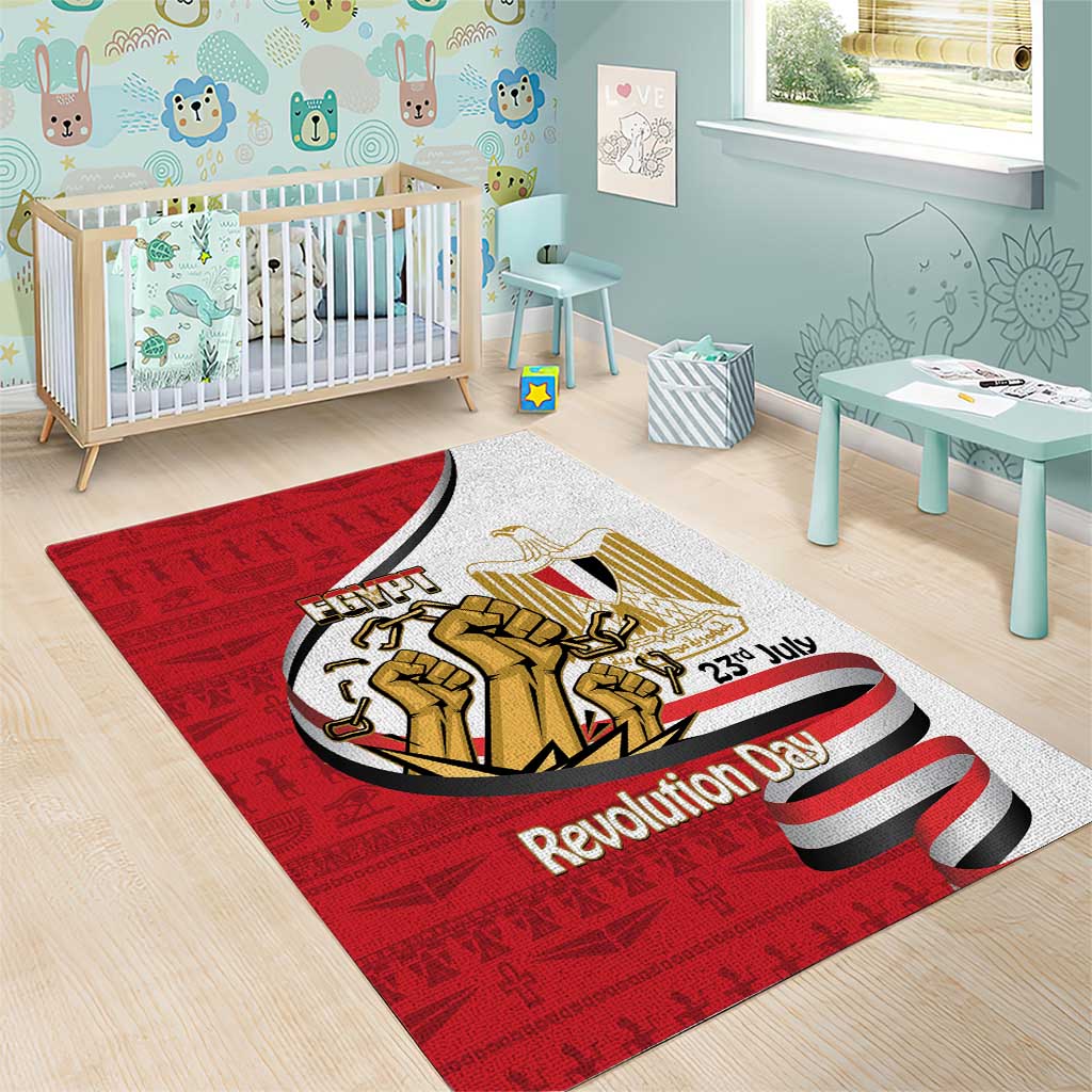 Egypt Revolution Day Area Rug Coat of Arms Egyptian Pattern