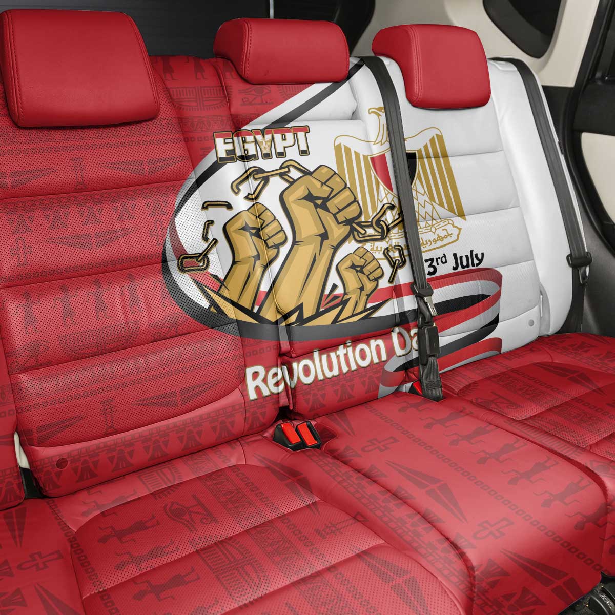 Egypt Revolution Day Back Car Seat Cover Coat of Arms Egyptian Pattern