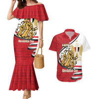 Egypt Revolution Day Couples Matching Mermaid Dress and Hawaiian Shirt Coat of Arms Egyptian Pattern