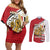 Egypt Revolution Day Couples Matching Off Shoulder Short Dress and Long Sleeve Button Shirt Coat of Arms Egyptian Pattern
