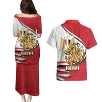 Egypt Revolution Day Couples Matching Puletasi and Hawaiian Shirt Coat of Arms Egyptian Pattern