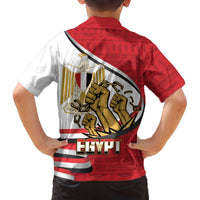 Egypt Revolution Day Family Matching Off The Shoulder Long Sleeve Dress and Hawaiian Shirt Coat of Arms Egyptian Pattern